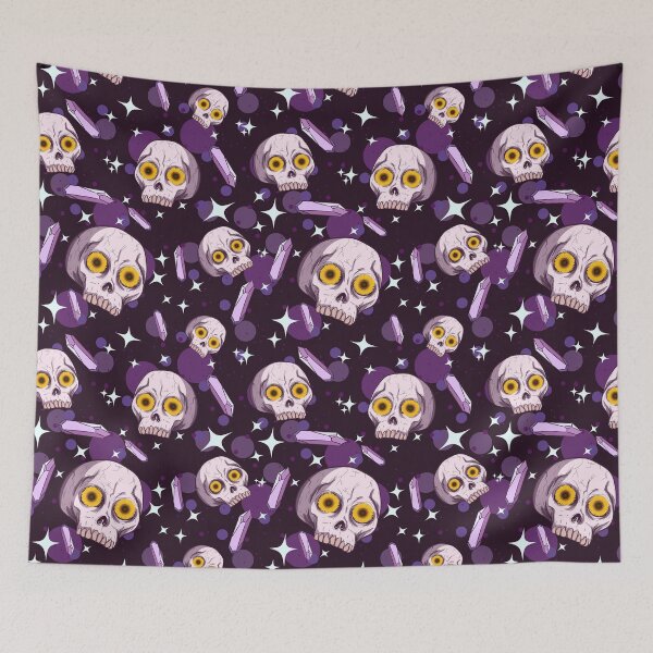 Item preview, Purple floral skull with crystals, designed and sold by urban-color.