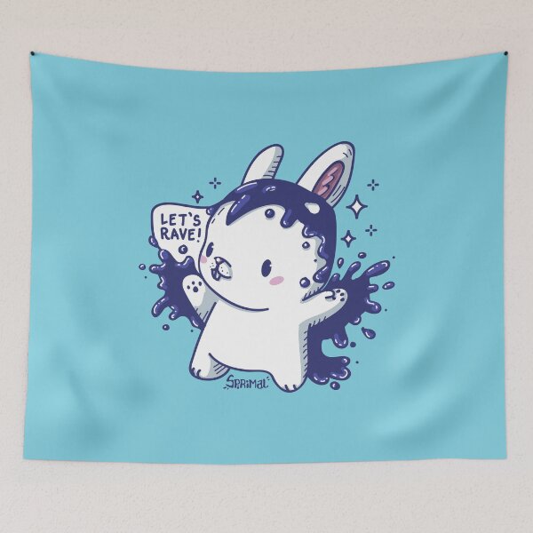 Item preview, Kawaii Cute raven bunny saying "Let's rave!" designed and sold by SPIRIMAL.