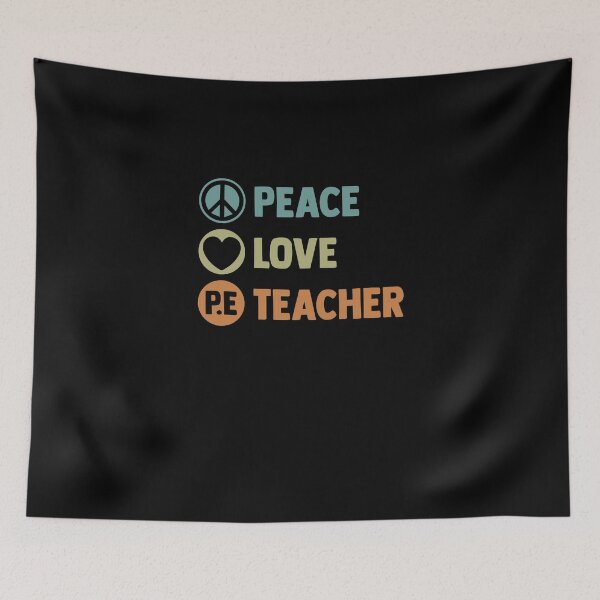 Item preview, Peace Love PE Teacher PE Instructors Fitness Educator designed and sold by Nessshirts.