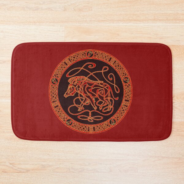 Item preview, Celtic knotwork boar - red and gold designed and sold by AnyaPenfold.
