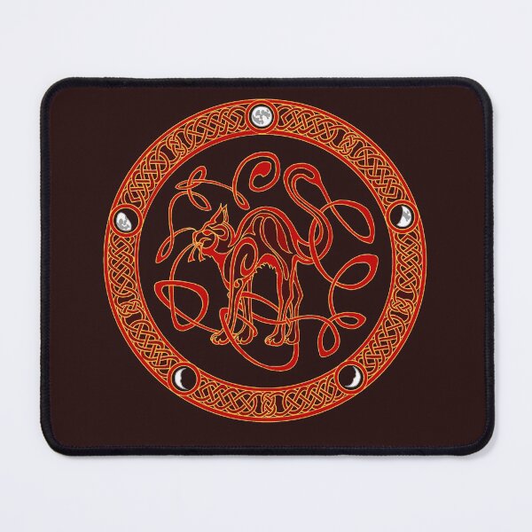 Item preview, Celtic knotwork cat - red and gold designed and sold by AnyaPenfold.