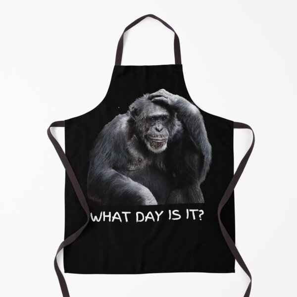 Item preview, What day is it? Confused Chimp. Photograph and white, handwritten text designed and sold by JellyBeenzz.
