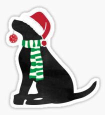 Pegatina Navidad Black Lab Holiday Dog