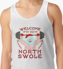 Funny Christmas Santa Claus North Swole Weightlifter Tank Top