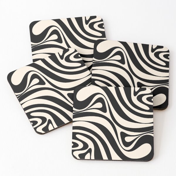 Item preview, New Groove Retro Swirl Abstract in Black and Almond Cream designed and sold by kierkegaard.