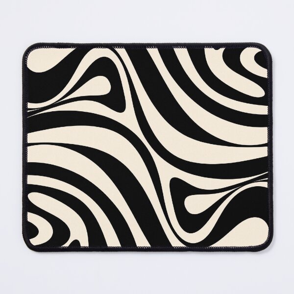 Item preview, New Groove Retro Swirl Abstract in Black and Almond Cream designed and sold by kierkegaard.