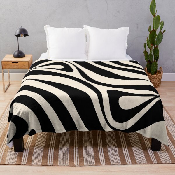 Item preview, New Groove Retro Swirl Abstract in Black and Almond Cream designed and sold by kierkegaard.