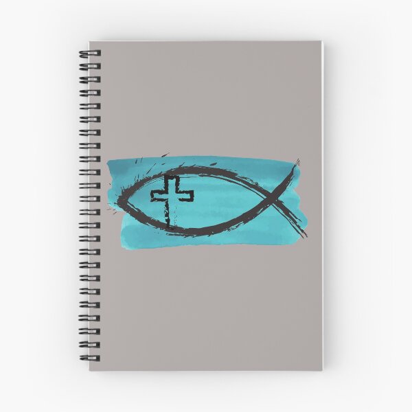 Item preview, Splashy Ichtys Fish and Cross on Blue designed and sold by Faith-NatureArt.