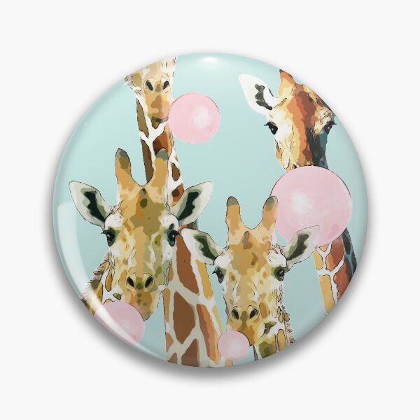 Item preview, Watercolor giraffes with bubblegum, funny animals, cute, kawaii giraffe designed and sold by Collagedream.
