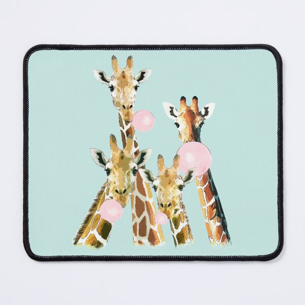 Item preview, Watercolor giraffes with bubblegum, funny animals, cute, kawaii giraffe designed and sold by Collagedream.