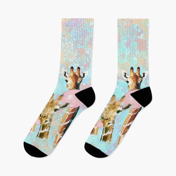 Item preview, Watercolor giraffes with bubblegum, funny animals, cute, kawaii giraffe designed and sold by Collagedream.