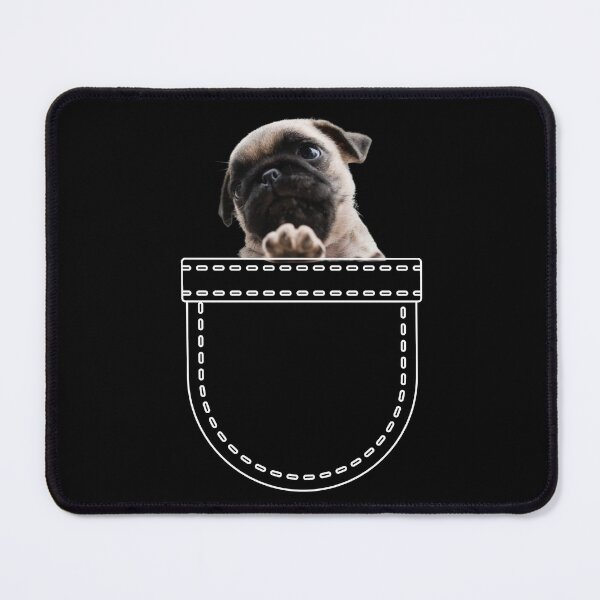 Item preview, Puppy in a pocket. Pug in a pocket. Funny, cute photo and line drawing pocket designed and sold by JellyBeenzz.