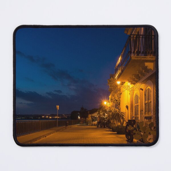 Item preview, Sicilian Blue Hour at Syracuse Seaside Promenade designed and sold by Georgia Mizuleva.