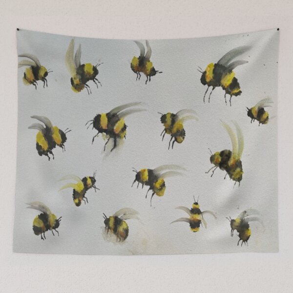 Item preview, A grist of black and yellow flying bees designed and sold by designInk.