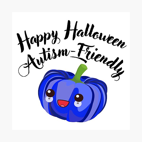 Item preview, Happy halloween, autism-friendly blu pumpkin designed and sold by Smileycreation.
