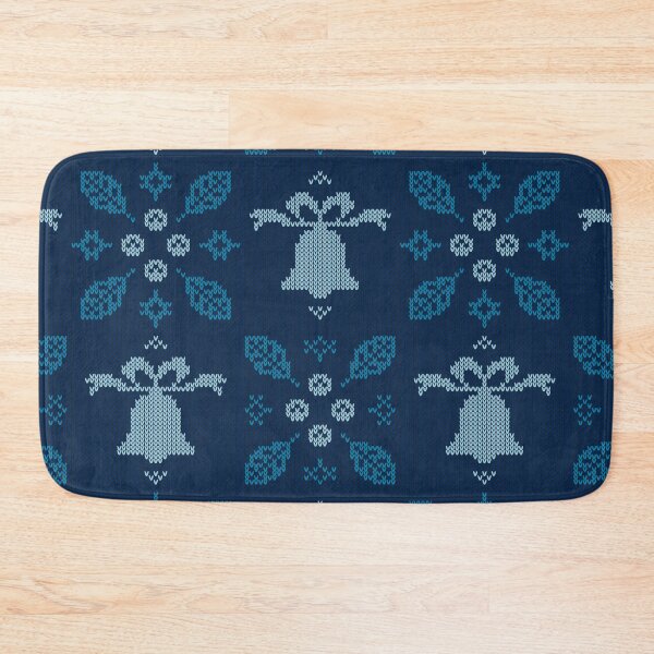 Item preview, Christmas knitting blue flowers and bells pattern designed and sold by urban-color.
