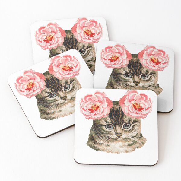 Item preview, Cute Cat with pink Roses on it's Ears designed and sold by powercadd.