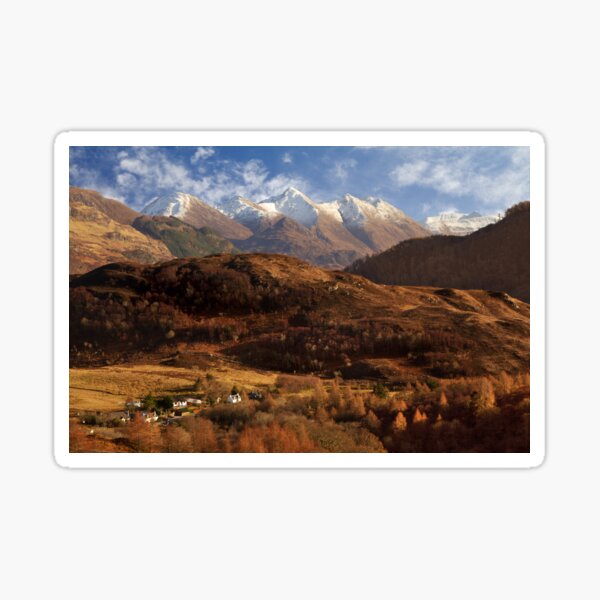 The Five Sisters of Kintail Snow Scene Sotland Sticker