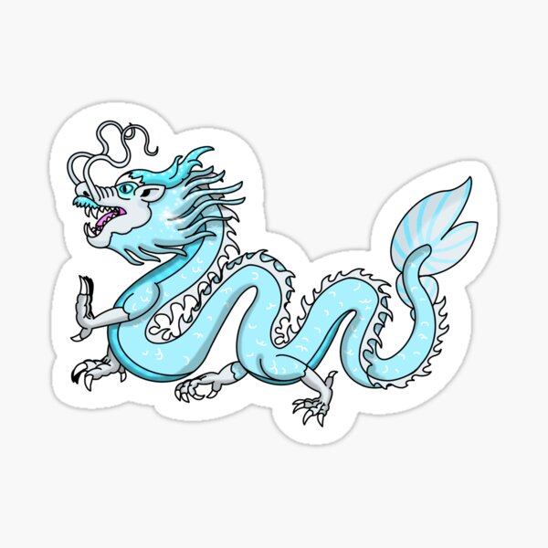 "Ice Chinese Dragon" Sticker for Sale by GoldfinchDraws Redbubble
