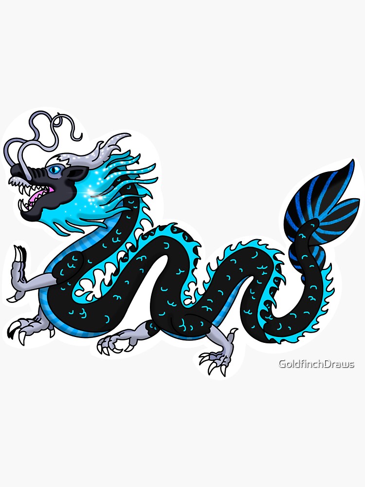 "Lightning Chinese Dragon" Sticker for Sale by GoldfinchDraws Redbubble