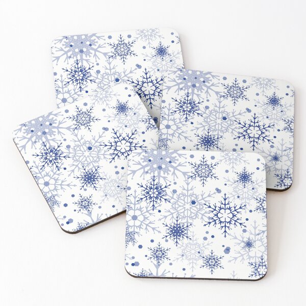 Item preview, Blue, blue lace snowflakes on a white background. designed and sold by marinaklykva.