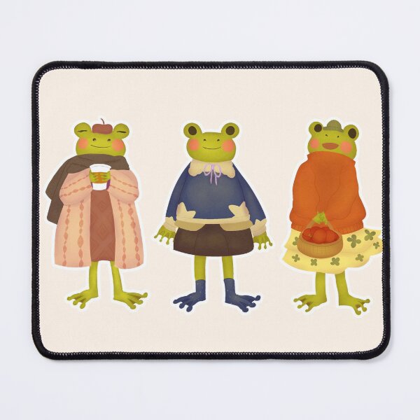 Item preview, Karla the frog in cute fall outfits white bord. designed and sold by jadefujiwara.