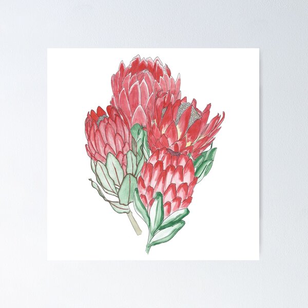 Item preview, Bunch of Flowers, Red, Green, Floral Pattern, Leaves, Petals, Hand made watercolour painting designed and sold by SemDesigns1.