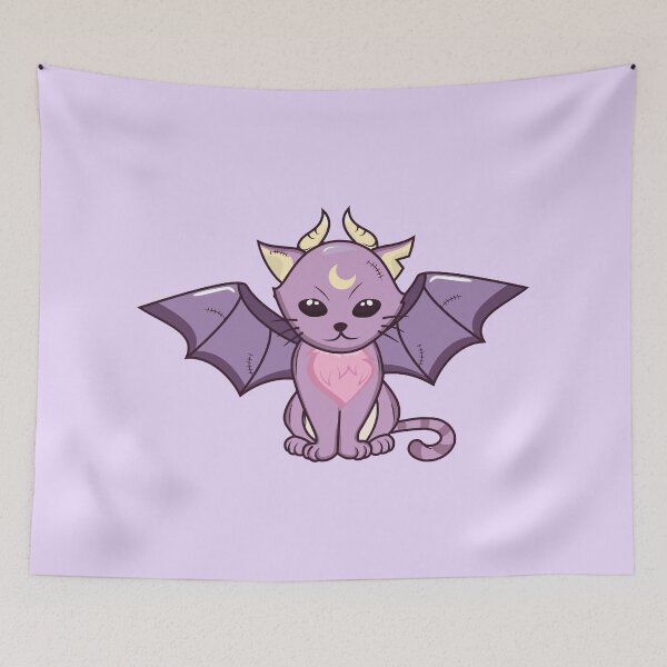 Item preview, Kawaii pastel goth kitty with horns and bat wings - Demon kitty! designed and sold by MagicStrawberry.