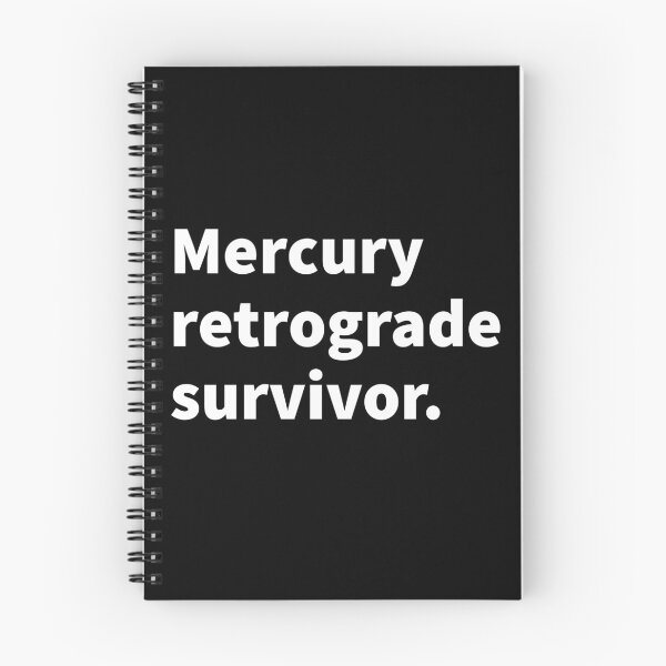Item preview, Mercury retrograde survivor witty horoscope themed bold white text design on a black T-shirt and sticker.  designed and sold by PlainCrankyT.