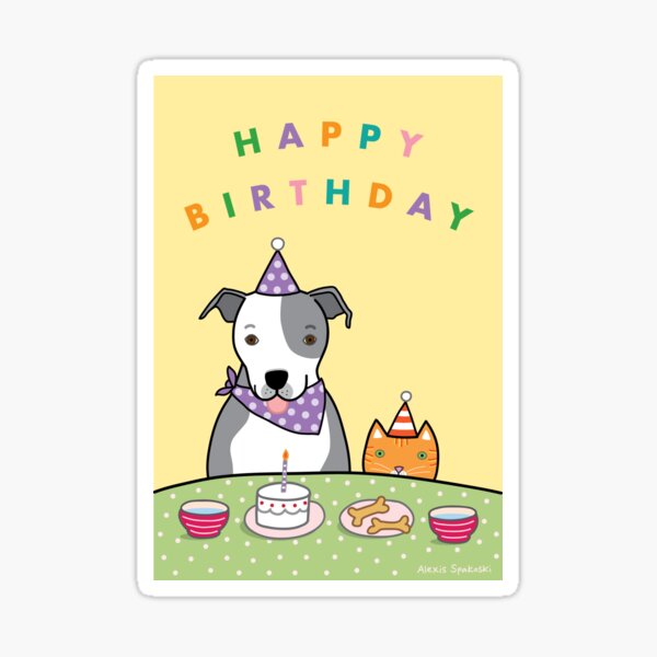 Item preview, Happy Birthday Dog and Cat designed and sold by dreamingdogs.