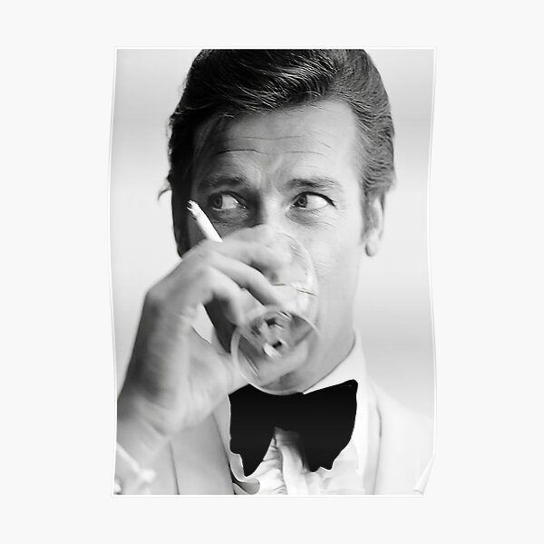 Roger Moore with Martini Poster