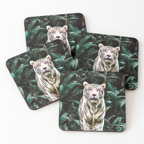 Item preview, Watercolor Painting of a White Tiger in the Jungle designed and sold by PurpleMoss.