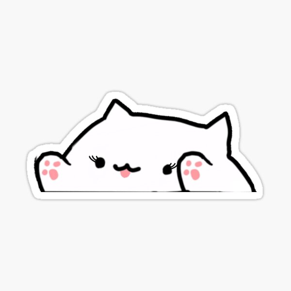  White Meme Bongo Cat 6 inch Vinyl Decal - Indoor and Outdoor  use!