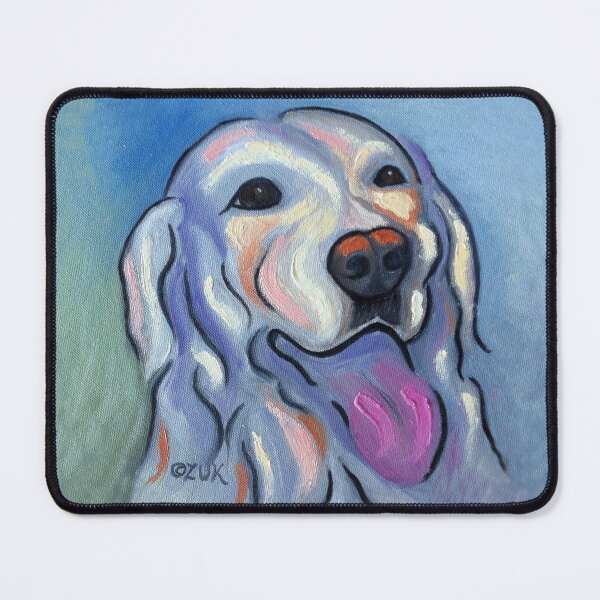 Item preview, Yellow Labrador Retriever in Blue Abstract Portrait  designed and sold by KarenZuk.