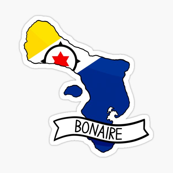 Aperçu de l'œuvre Sticker carte drapeau de Bonaire créée et vendue par Drawingvild.
