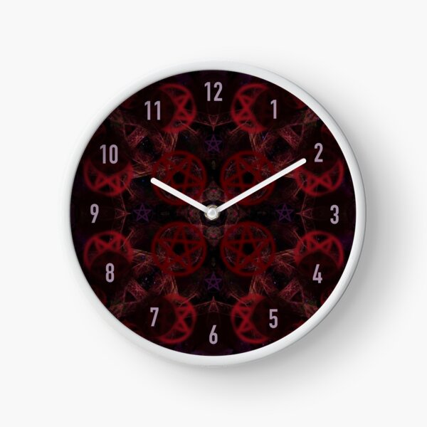 Red Witchy Vibes Pentacle Pattern Clock