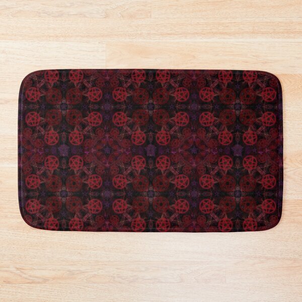Red Witchy Vibes Pentacle Pattern Bath Mat