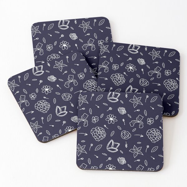 Item preview, Navy and White Flower Pattern designed and sold by PeaceWorkDesign.