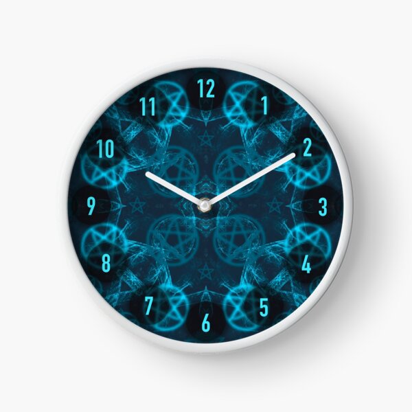 Blue Witchy Vibes Pentacle Pattern Clock