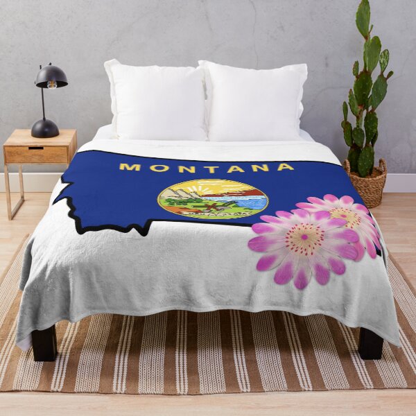 Item preview, State of Montana Flag with State Flower Bitterroot designed and sold by Gsallicat.