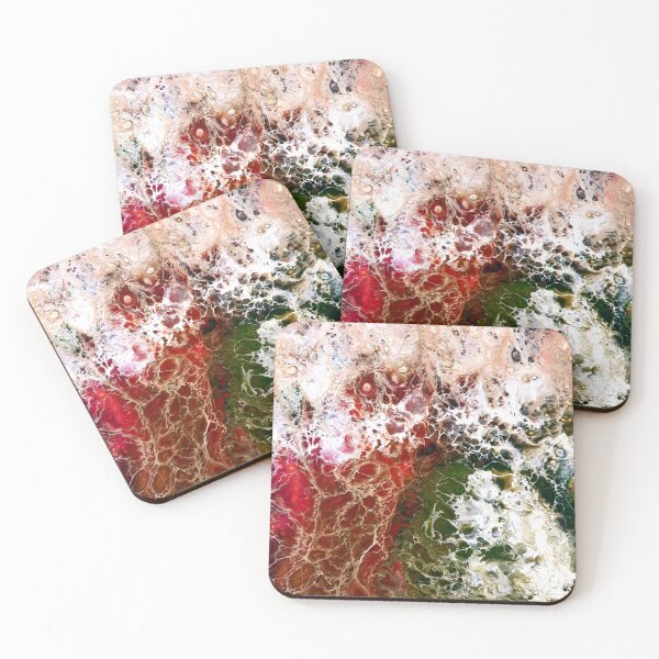 Item preview, Red, Green & White Marble Abstract Effect designed and sold by ArtandSoulFluidArt.