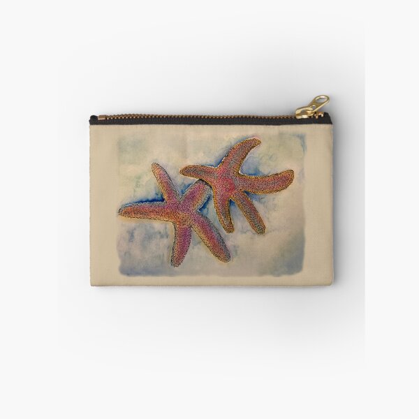 Item preview, Watercolor Starfish on blue gray watercolor background designed and sold by Xenia Blankinship.