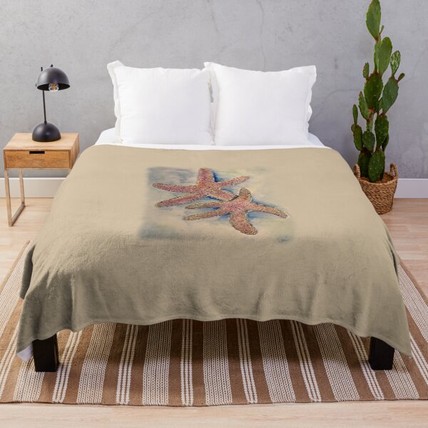 Item preview, Watercolor Starfish on blue gray watercolor background designed and sold by Xenia Blankinship.