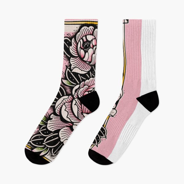 Item preview, Peony Flower Classic Cute Traditional Tattoo Flash Style Print by Ella Mobbs Creep Heart designed and sold by Ella Mobbs.
