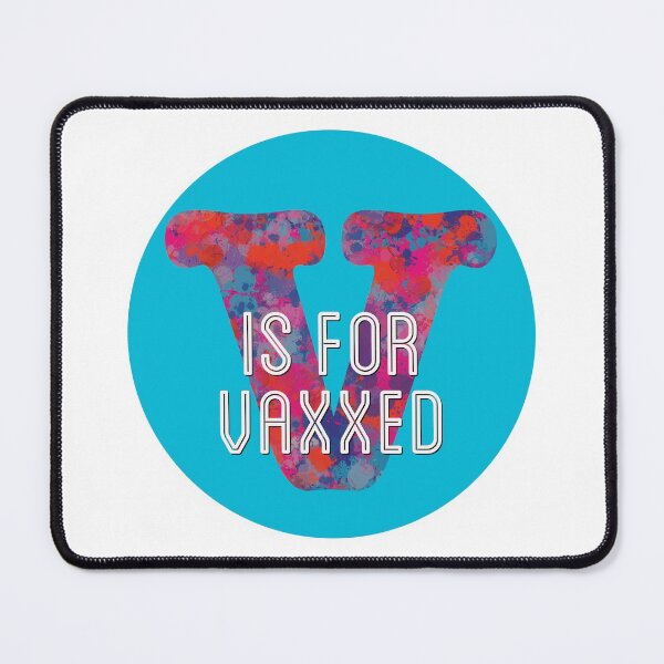 Item preview, V is for Vaxxed Alphabet Red and Blue Monogram designed and sold by AMSonArt.