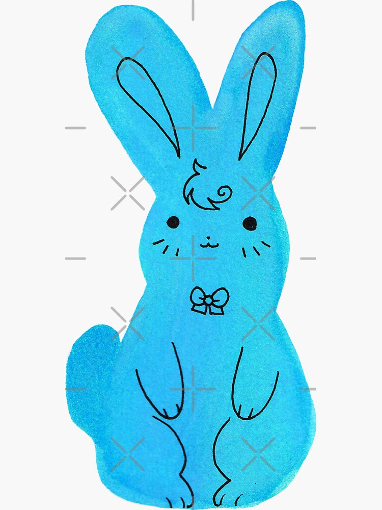 Blue Bunny Watercolor Sticker By Saradaboru Redbubble