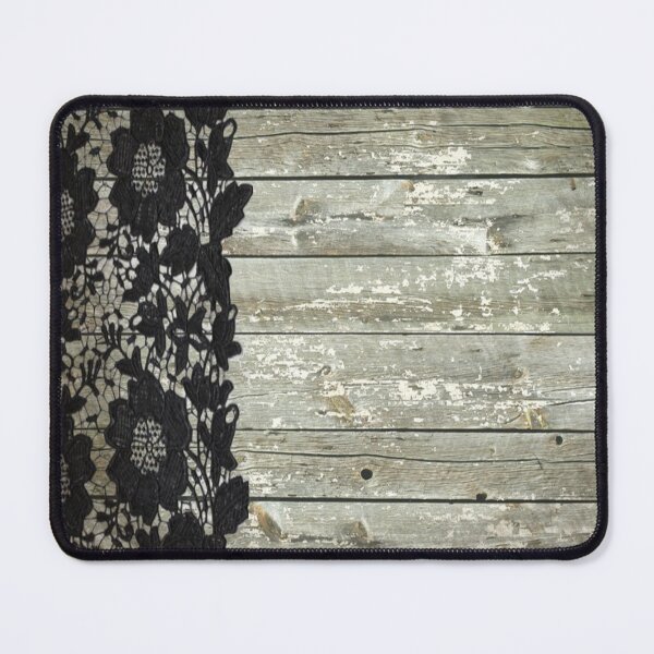 Item preview, rustic chic modern girly gray barn wood black lace designed and sold by LEILA ART SPACE.