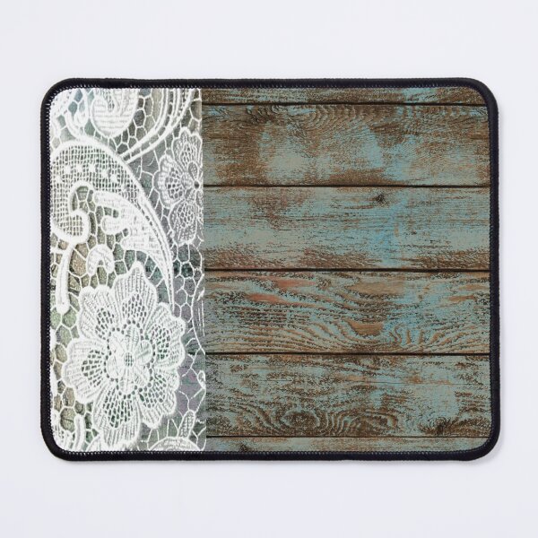 Item preview, Western Country distressed blue Barn Wood white Lace designed and sold by LEILA ART SPACE.