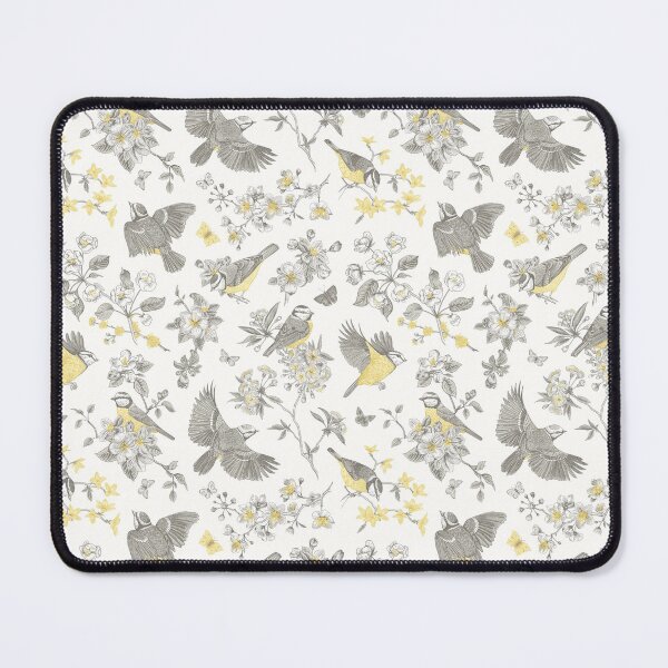 Item preview, Grey Yellow Bird Toile de Jouy Inspired Vintage Design designed and sold by janesbotanics.