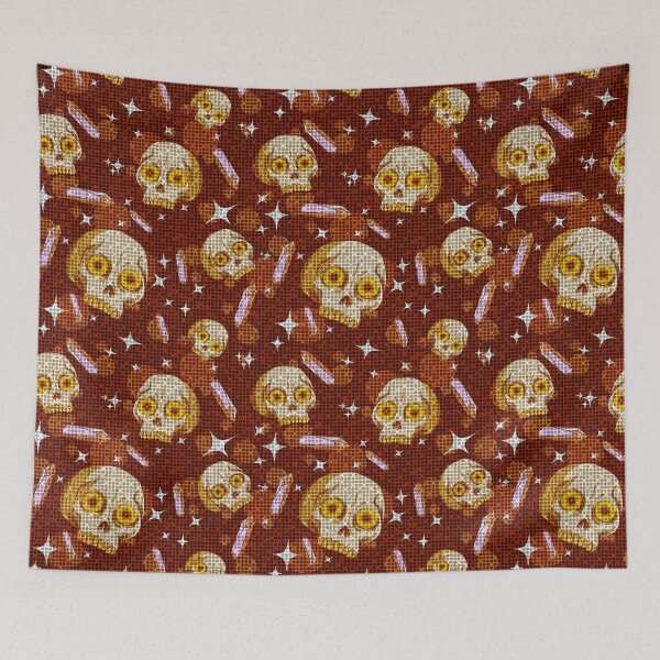 Item preview, Knitting orange floral skull with crystals designed and sold by urban-color.
